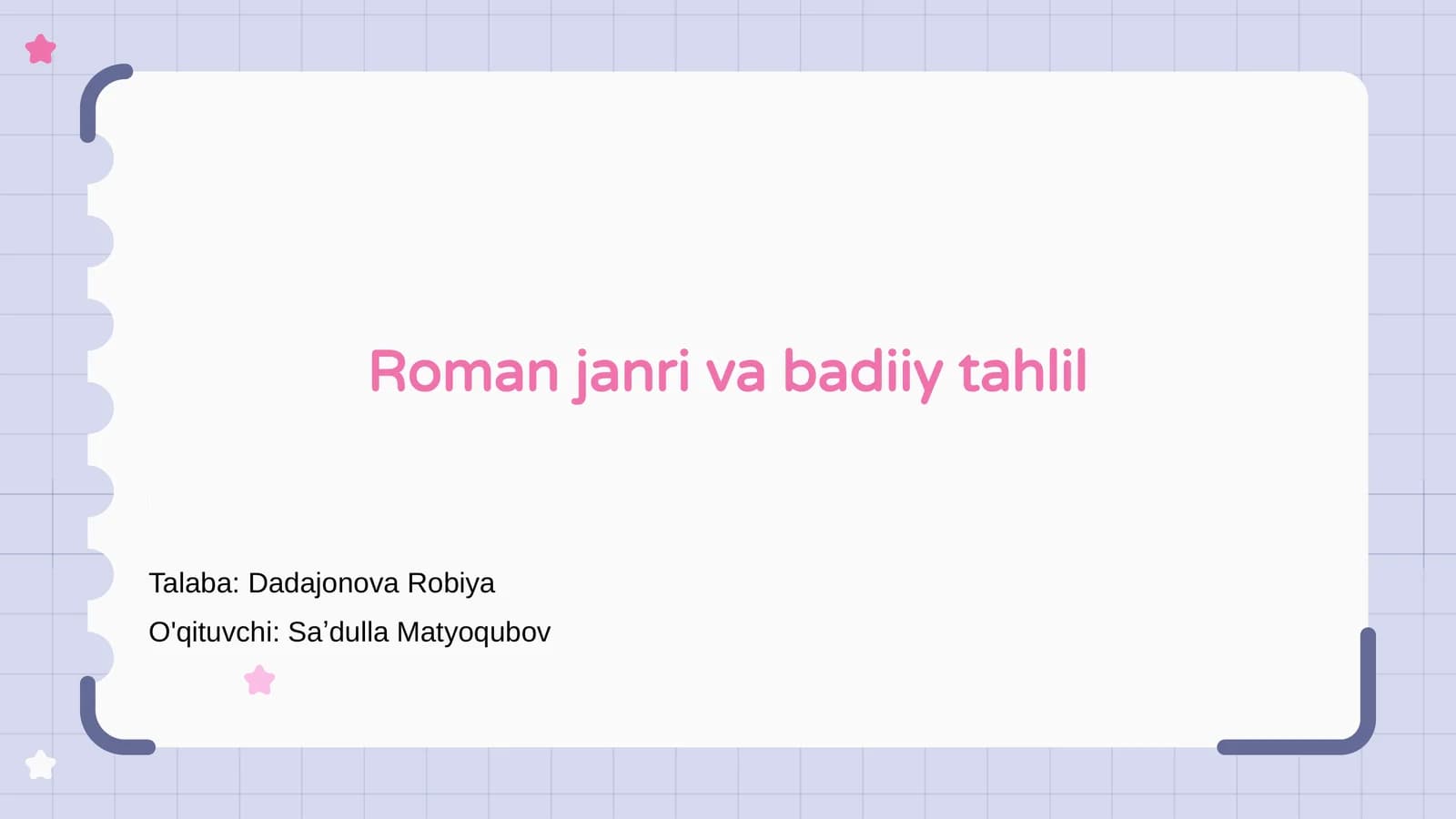 Roman janri va badiiy tahlil