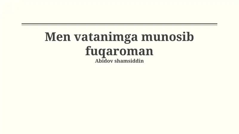 Vatanim tarixi va madaniyatiga sadoqat