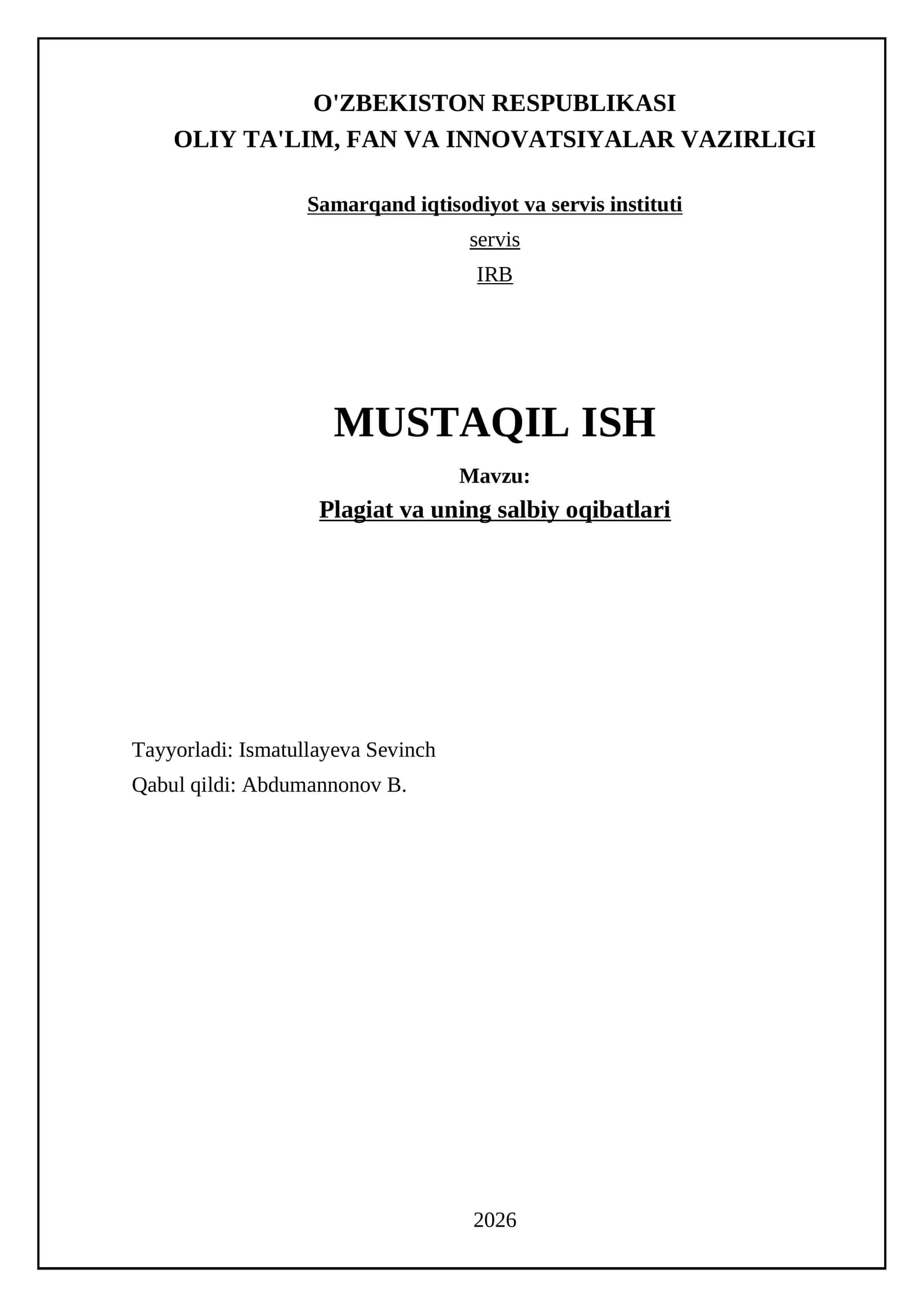 Plagiat va uning salbiy oqibatlari