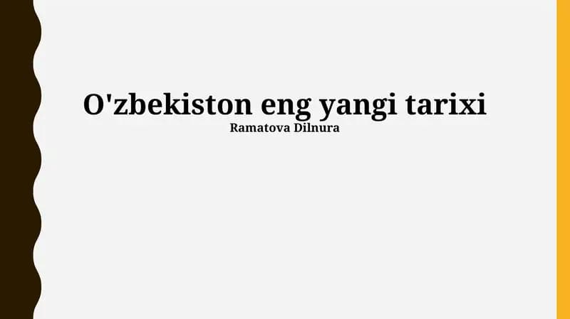 Mustaqillik yillarida O'zbekiston: Siyosiy va Iqtisodiy O'zgarishlar