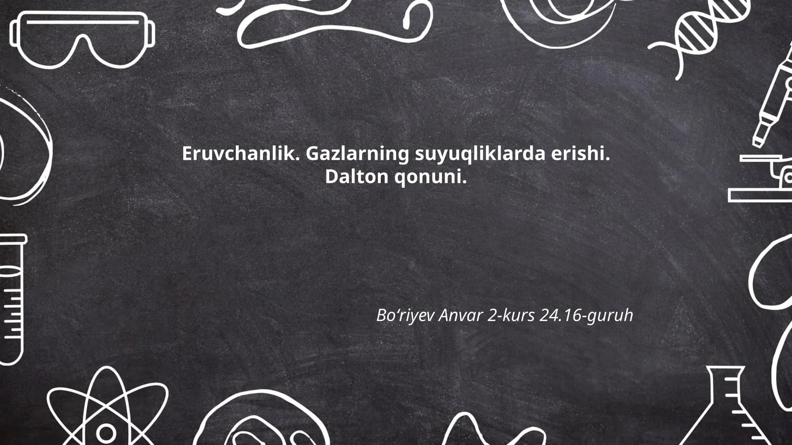 Eruvchanlik. Gazlarning suyuqliklarda erishi. Dalton qonuni