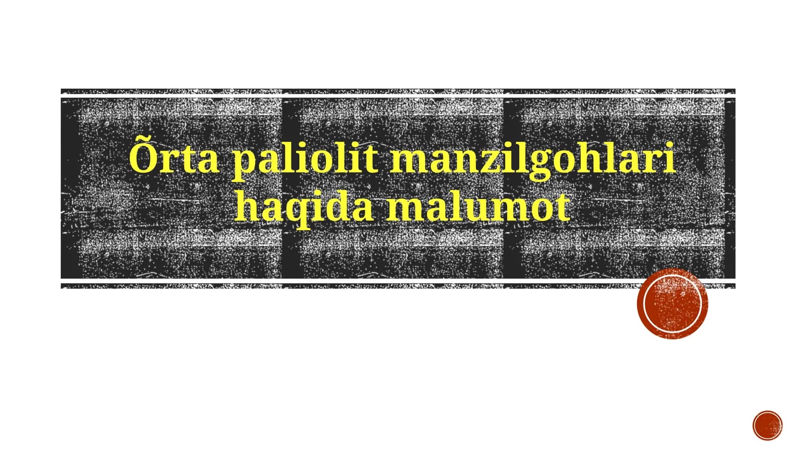 O'rtapaleolit manzilgohlari haqida ma'lumot