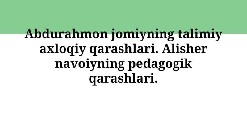 Navoiyning pedagogik qarashlari