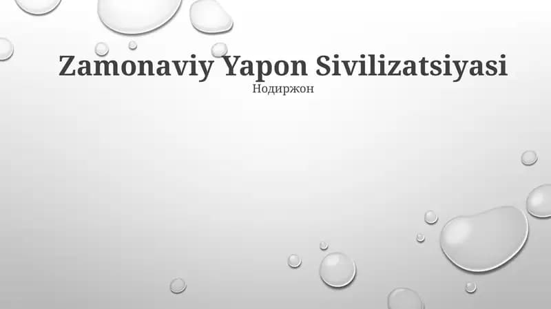 Zamonaviy Yapon Sivilizatsiyasi