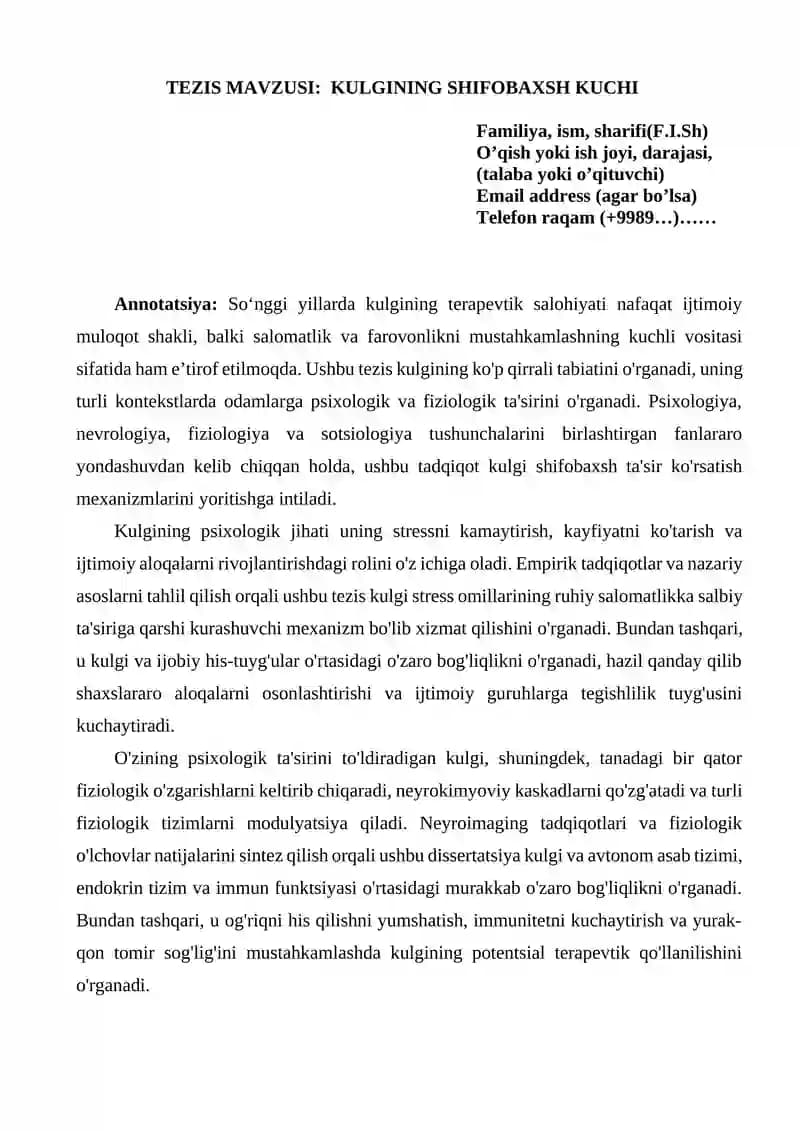 Kulgining Shifobaxsh Kuchi