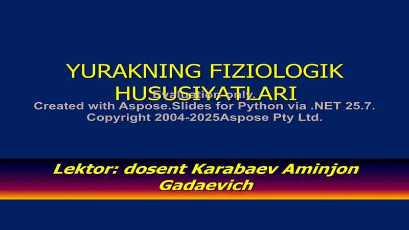 Yurakning Fizioilogik Hususiyatlari