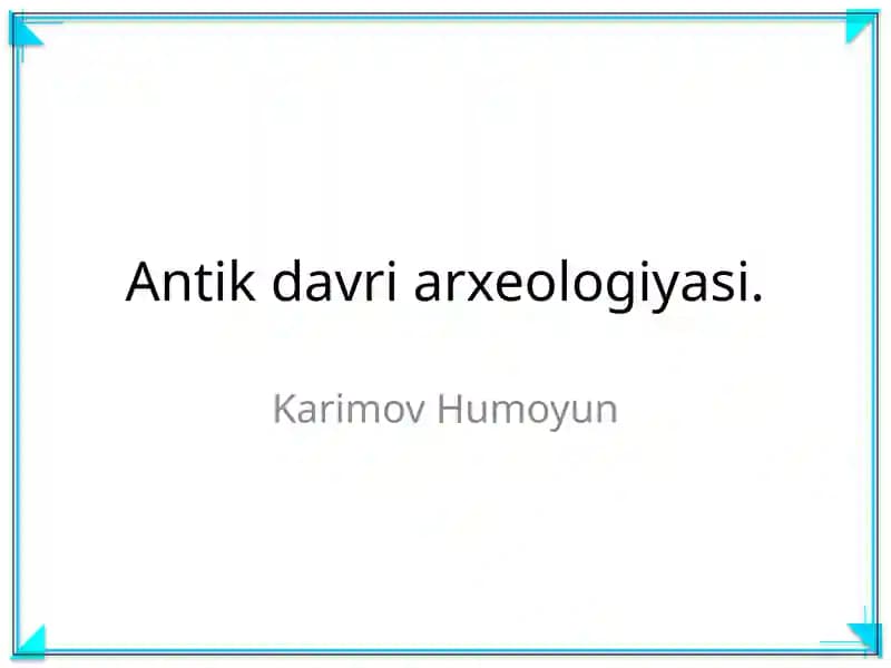 Antik davri arxeologiyasi