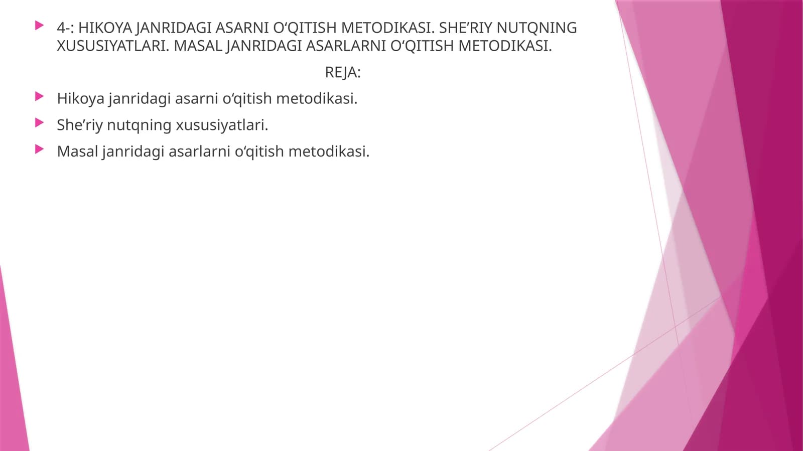 HIKOYA JANRIDAGI ASARNI O‘QITISH MЕTODIKASI