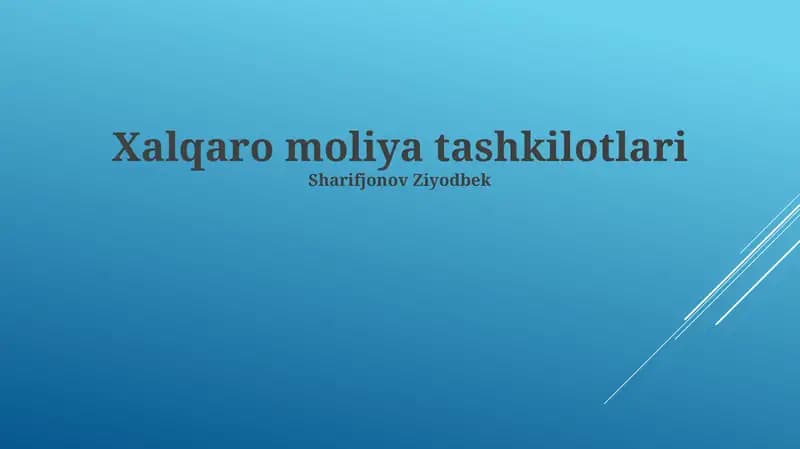 Xalqaro moliya tashkilotlari
