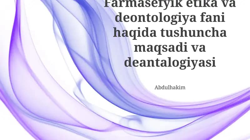 Farmasevtika sohasida deontologik tamoyillar