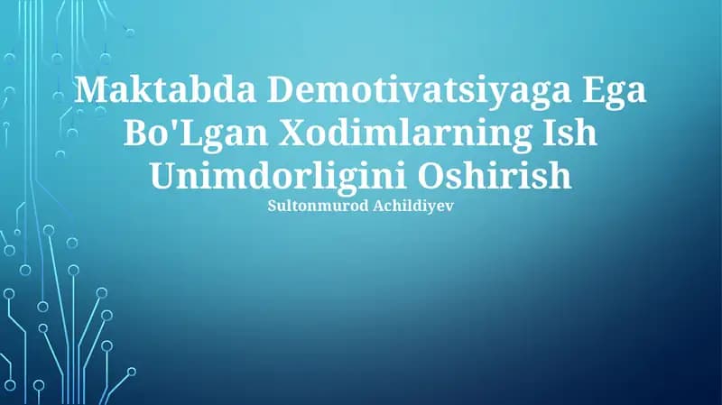 Ish Unimdorligini Oshirish Strategies