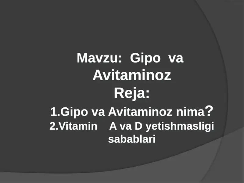 Gipo va Avitaminoz