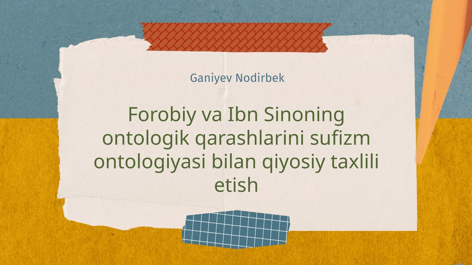 Forobiy va Ibn Sinoning ontologik qarashlarini sufizm ontologiyasi bilan qiyosiy taxlili etish