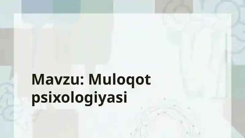 Muloqot psixologiyasi