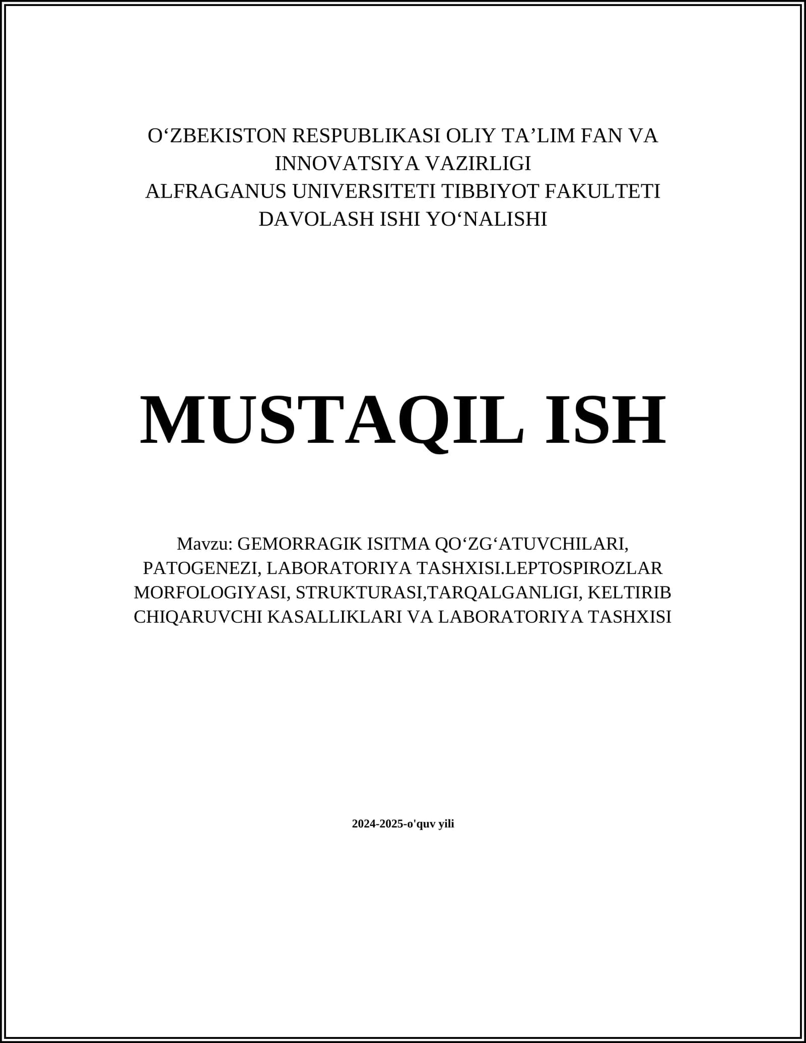 GEMORRAGIK ISITMA QOʻZGʻATUVCHILARI, PATOGENEZI, LABORATORIYA TASHXISI