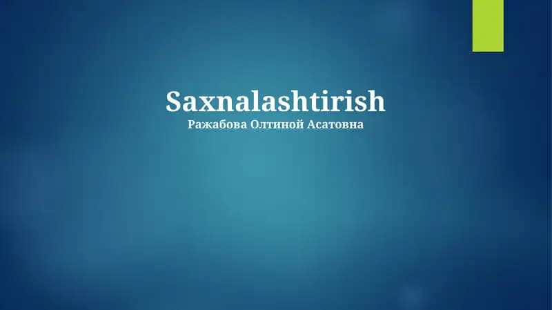 Saxnalashtirish