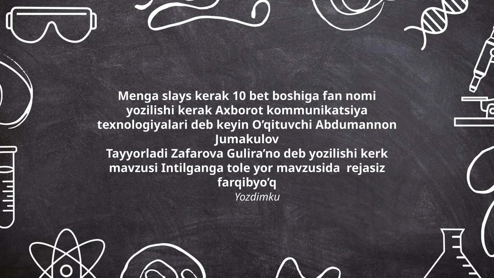 Intilganga tole yor mavzusida rejasiz farqibyoʻq