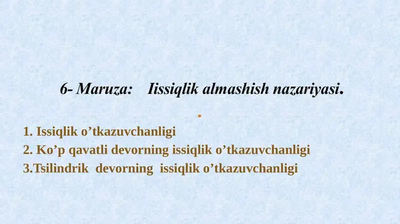Issiqlik o’tkazuvchanligi