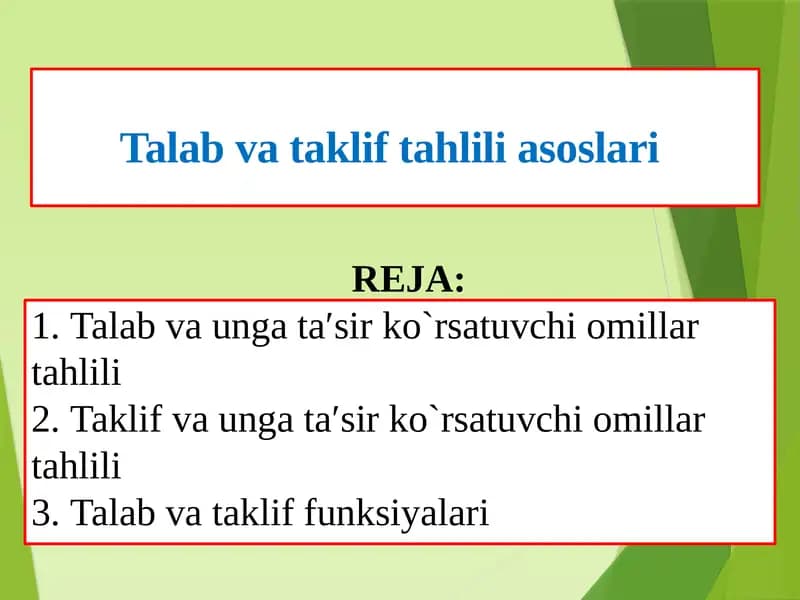 Talab va taklif tahlili asoslari