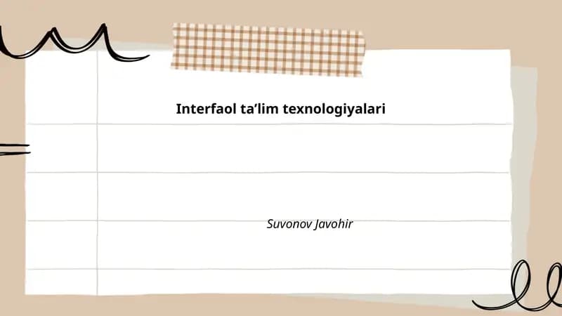 Interfaol ta'lim texnologiyalari