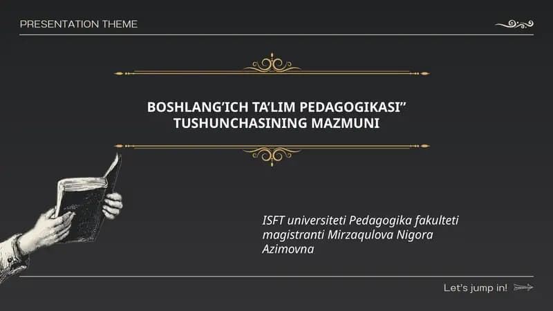 Boshlang’ich Ta’lim Pedagogikasi