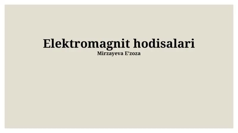 Elektromagnit hodisalari