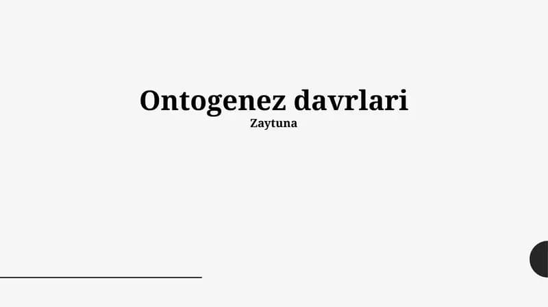 Ontogenez davrlari