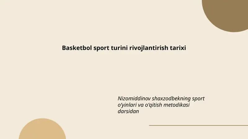 Basketbol sport turini rivojlantirish tarixi