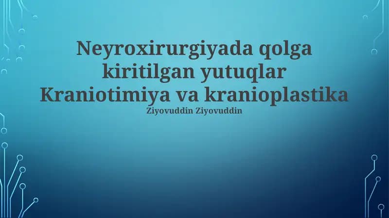 Kraniotomiya va kranioplastika