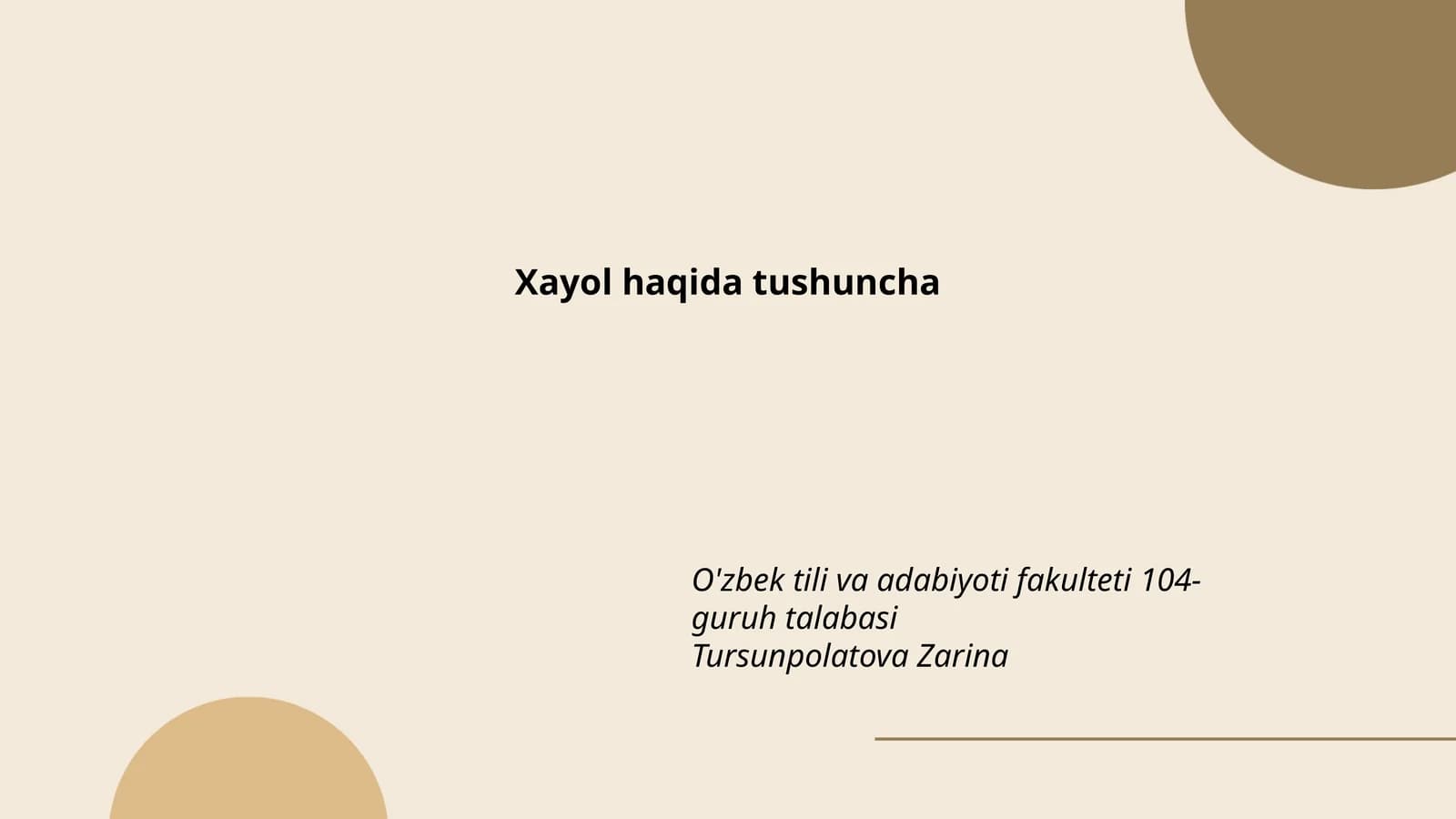 Xayol haqida tushuncha