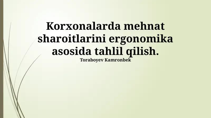 Kompyuter bilan ishlash ergonomikasi