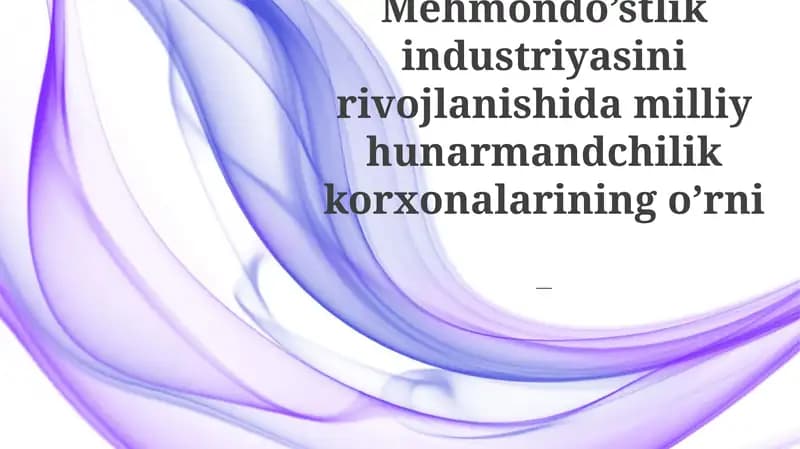 Milliy Hunarmandchilik Korxonalari: Muhim Kuch
