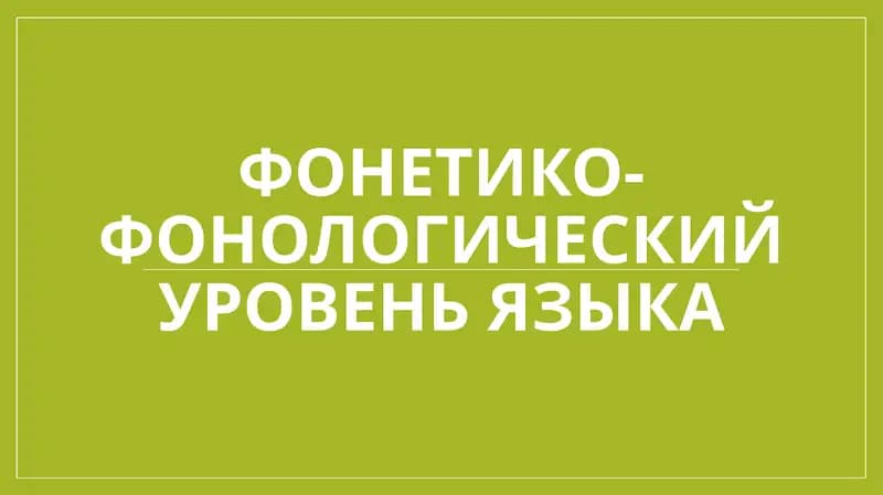 Фонетико-фонологический уровень языка