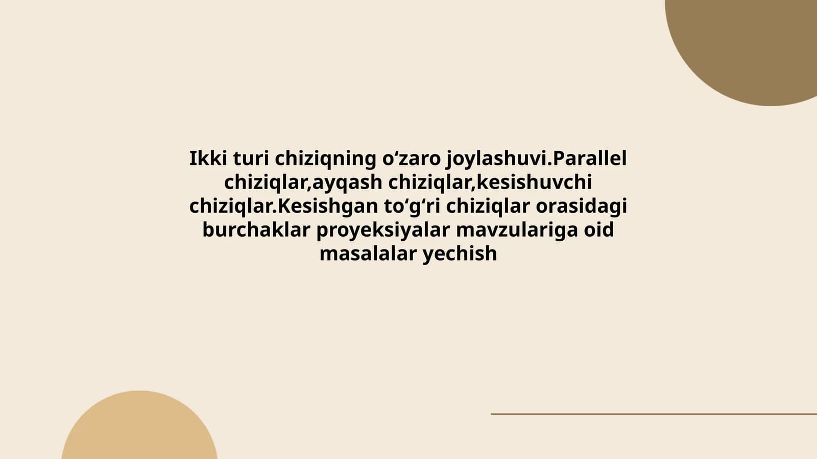 Ikki turi chiziqning oʻzaro joylashuvi