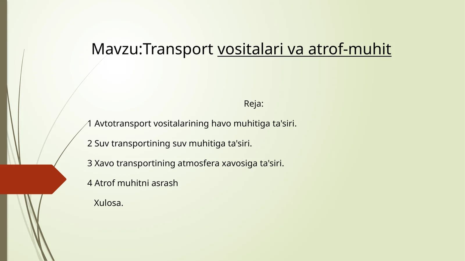 Transport vositalari va atrof-muhit