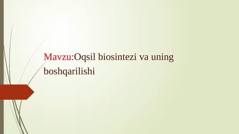 Oqsilbiosintezivauning boshqarilishi