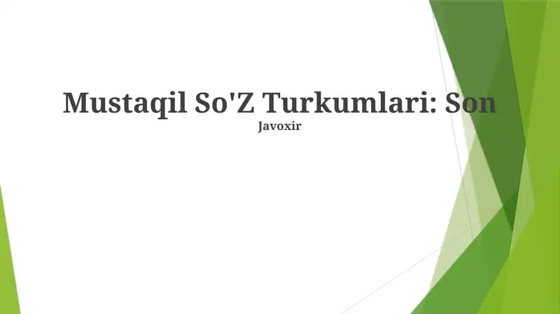 Mustaqil So'z Turkumlari: Son