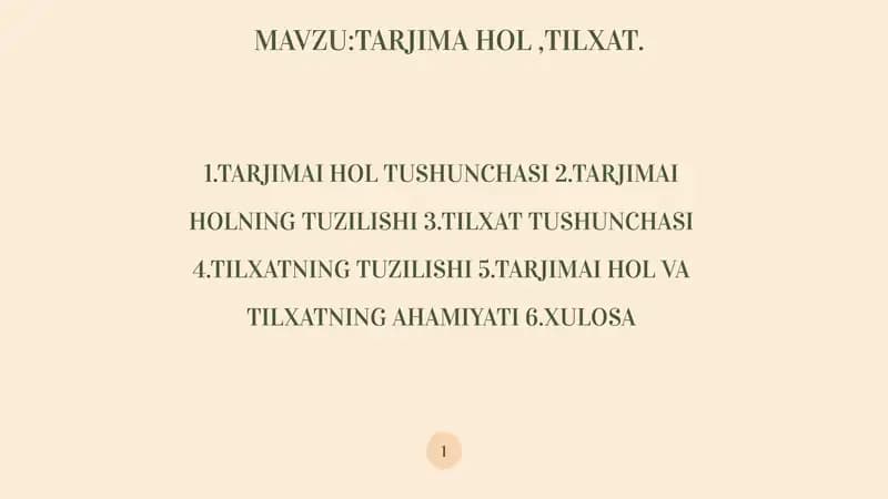 TARJIMAI HOL TUSHUNCHASI