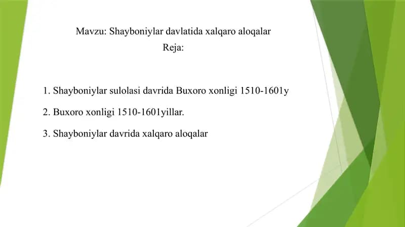 Shayboniylar davlatida xalqaro aloqalar