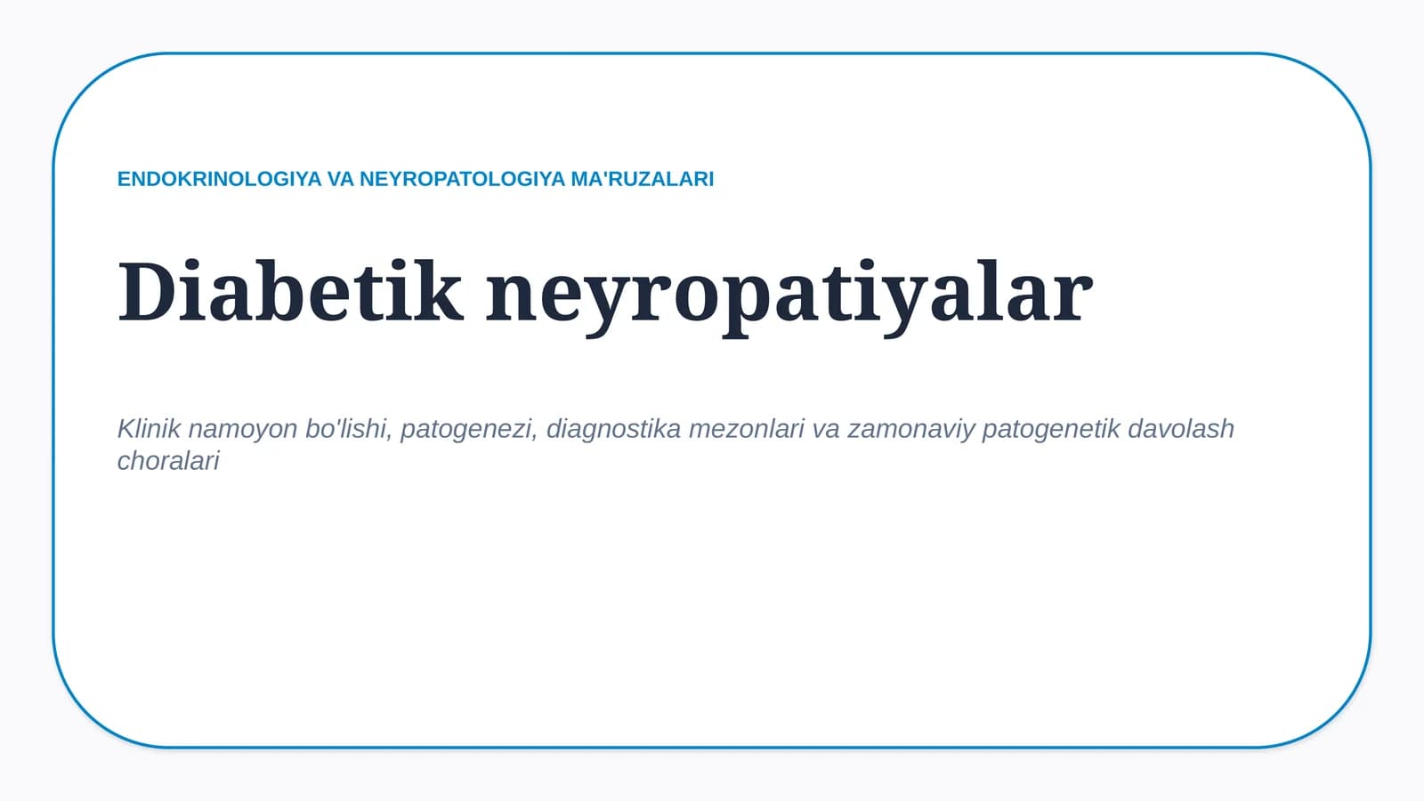 Diabetik neyropatiyalar — 15 slaydli tibbiy taqdimot