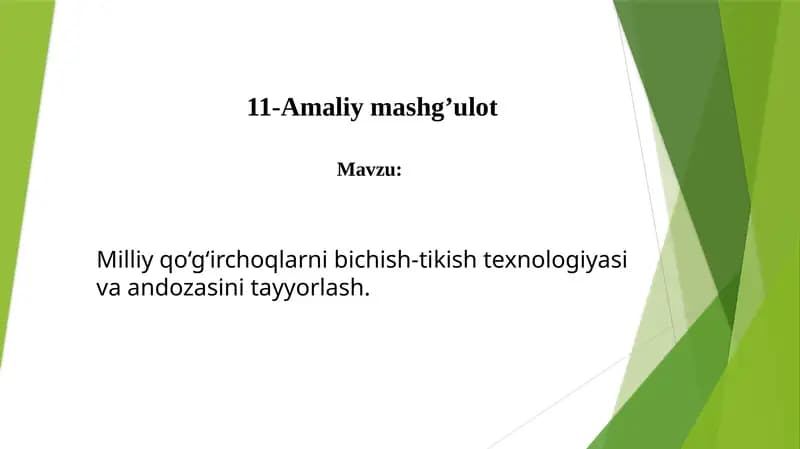 taqdimot - milliy qo'g'irchoq andozasini tayyorlash