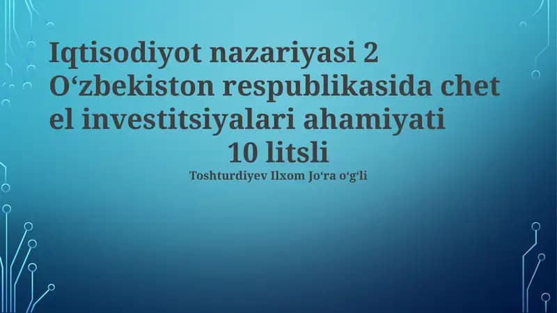Iqtisodiyot nazariyasi 2