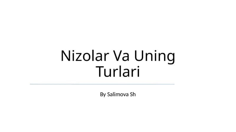 Nizolar Va Uning Turlari