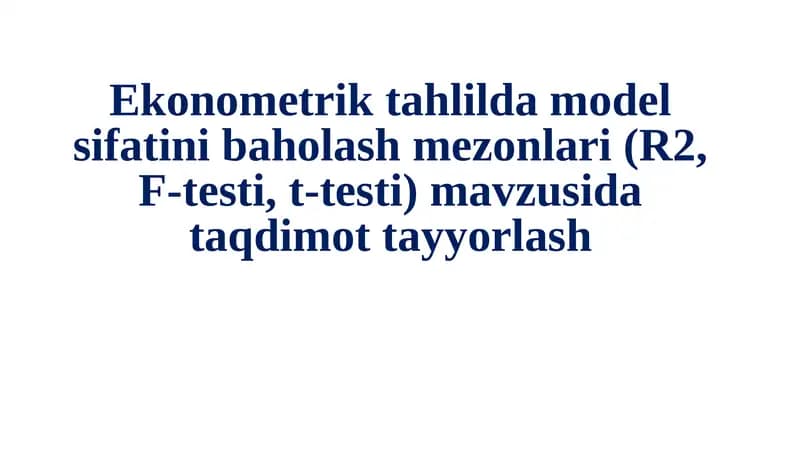 Ekonometrik modellarni baholash