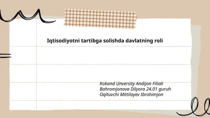 Iqtisodiyotni tartibga solishda davlatning roli