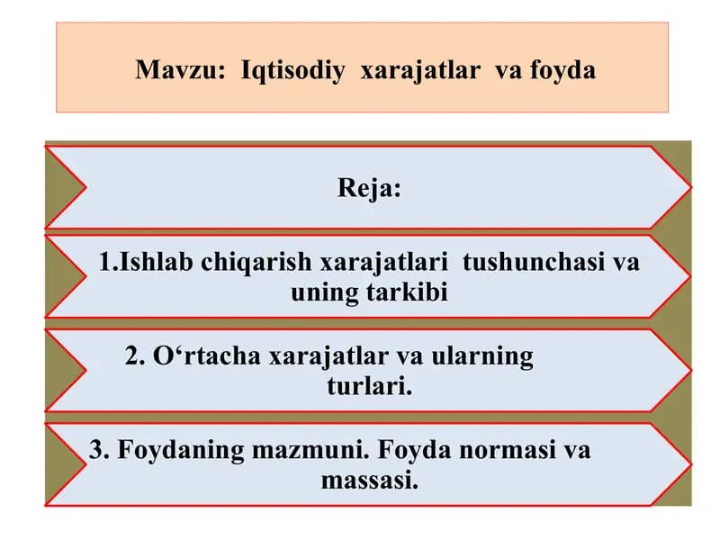 Iqtisodiy xarajatlar va foyda