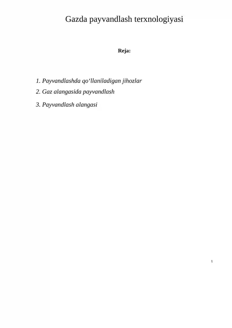 Gazda payvandlash terxnologiyasi