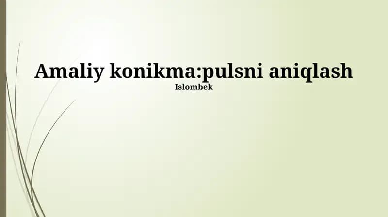Amaliy konikma: pulsni aniqlash