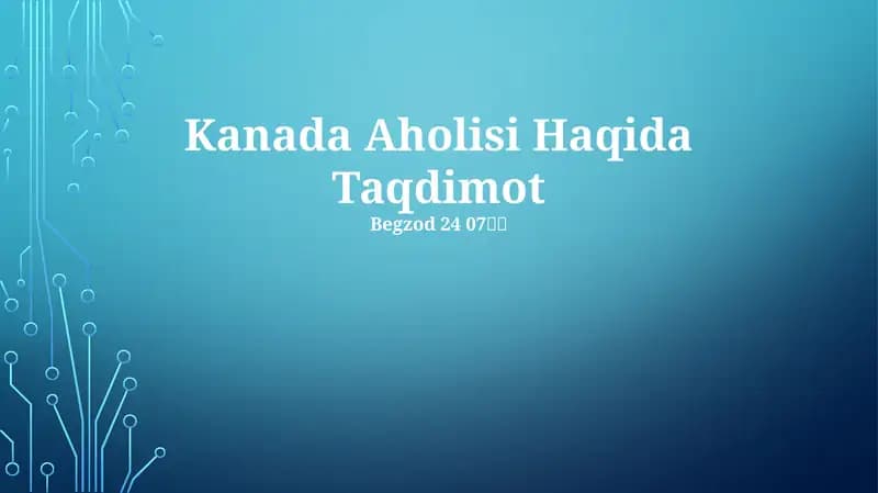 Kanada Aholisi Haqida Taqdimot
