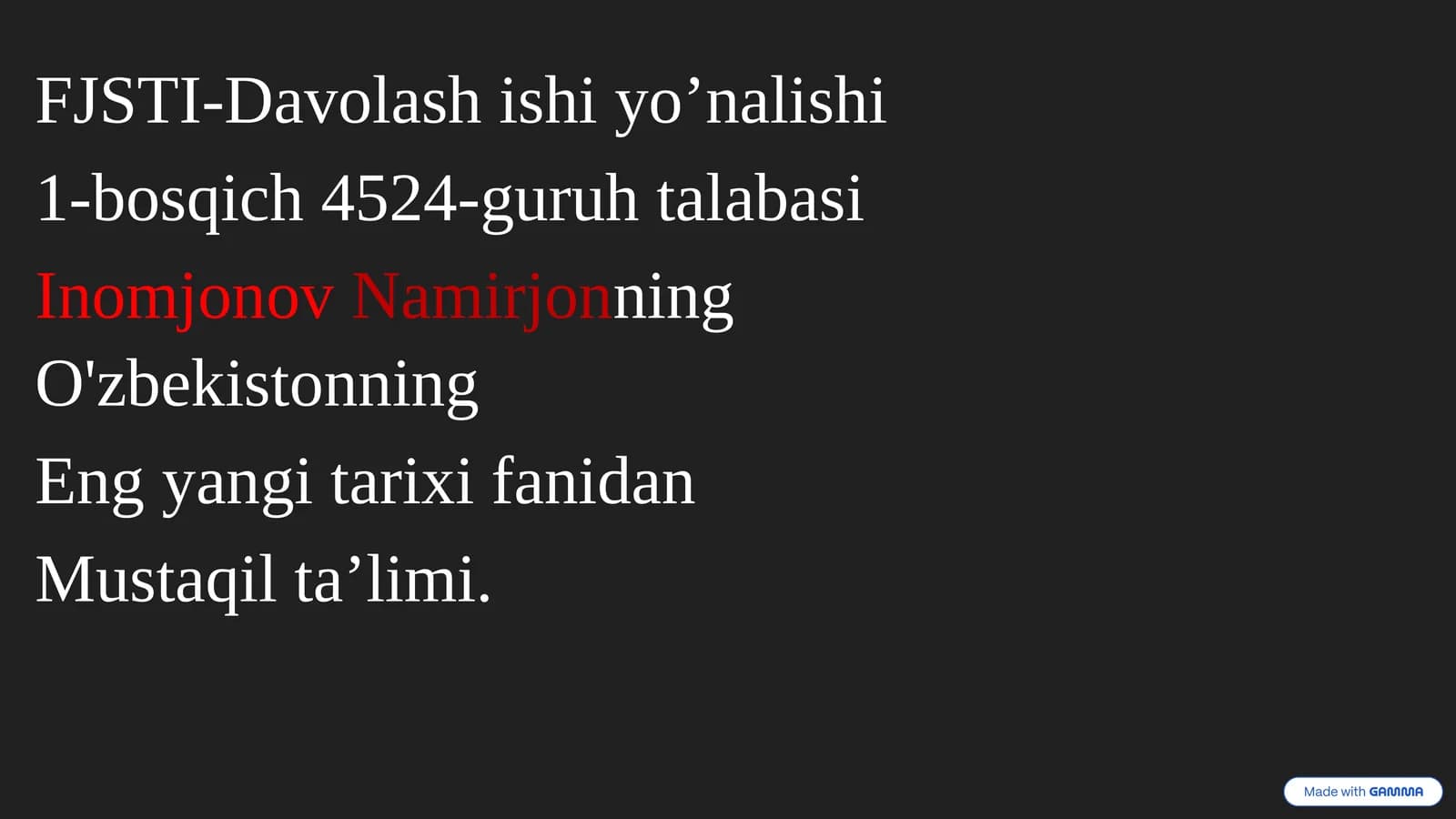 FJSTI-Davolashishiyo’nalishi
